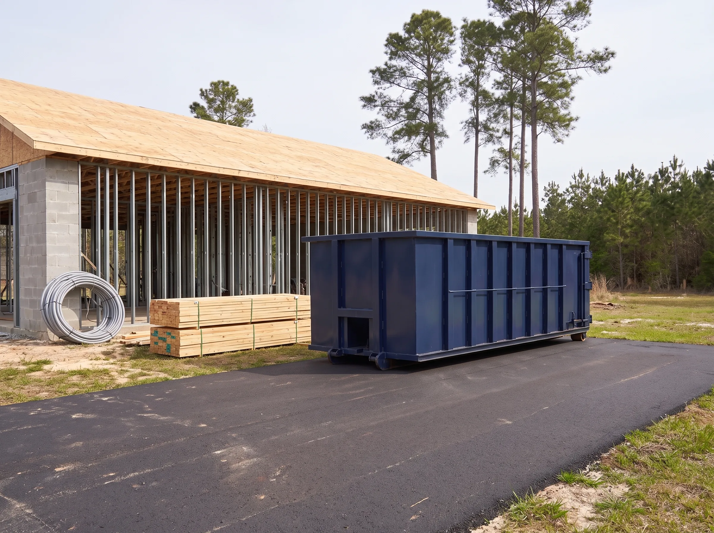 Roll-off dumpster being loaded in Lawrenceville, GA