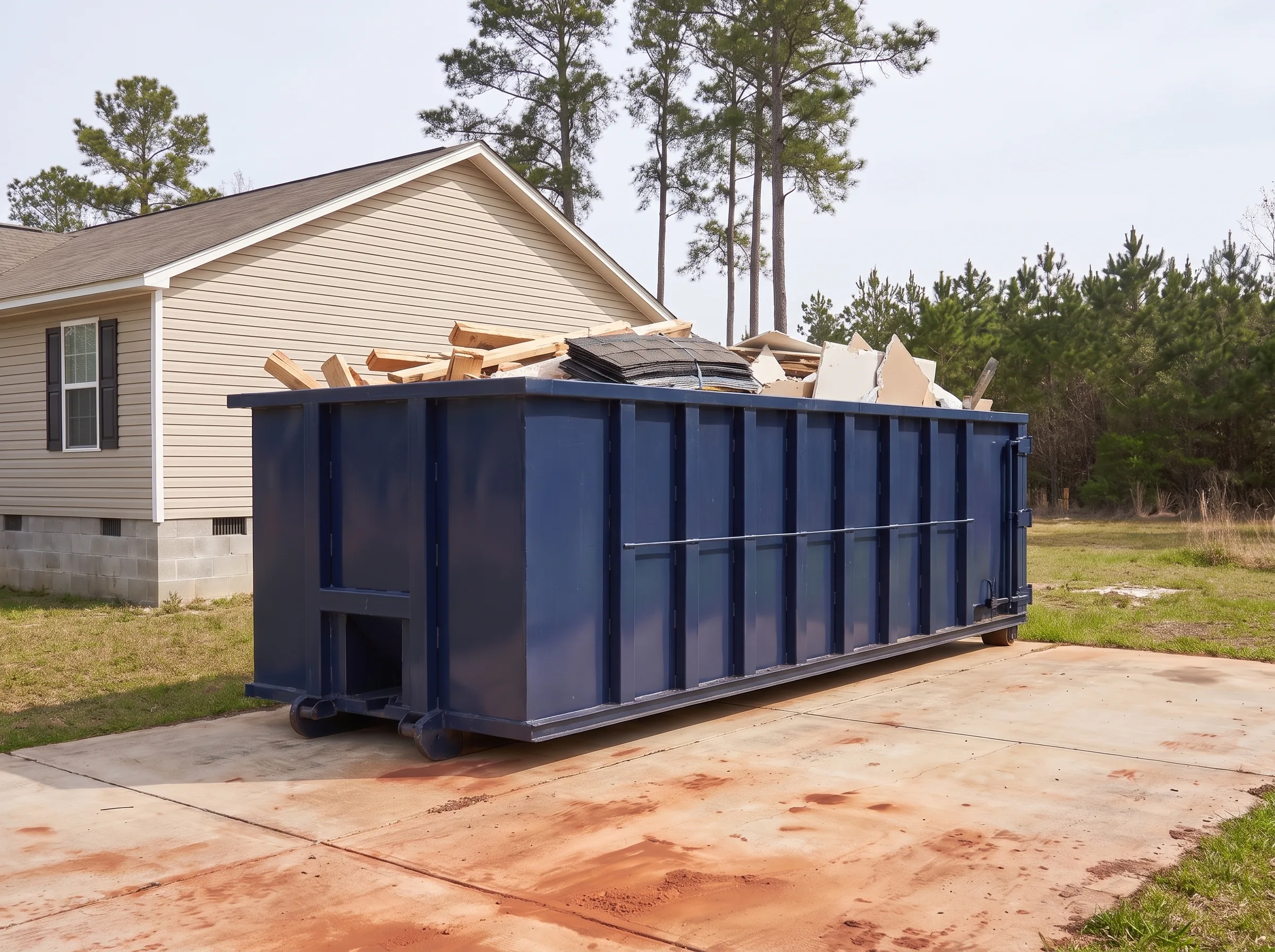 Roll-off dumpster being loaded in Barrow County, GA